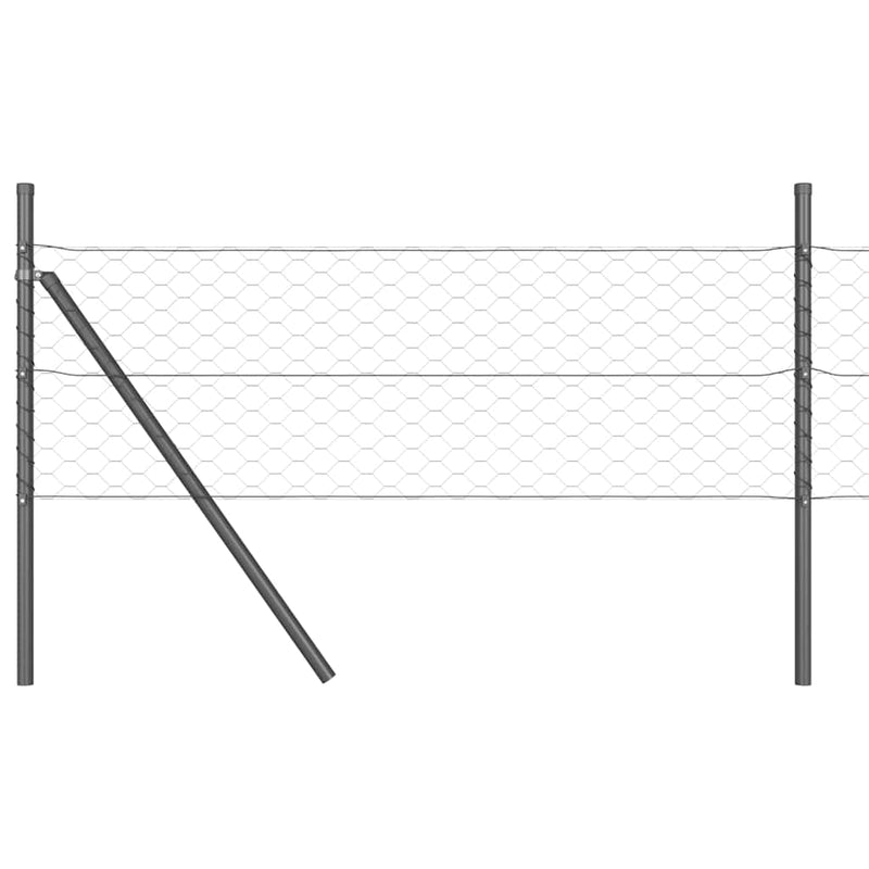 vidaXL Kerítés oszlopokkal Szürke 0.5 x 25 m PVC-bevonatos acél