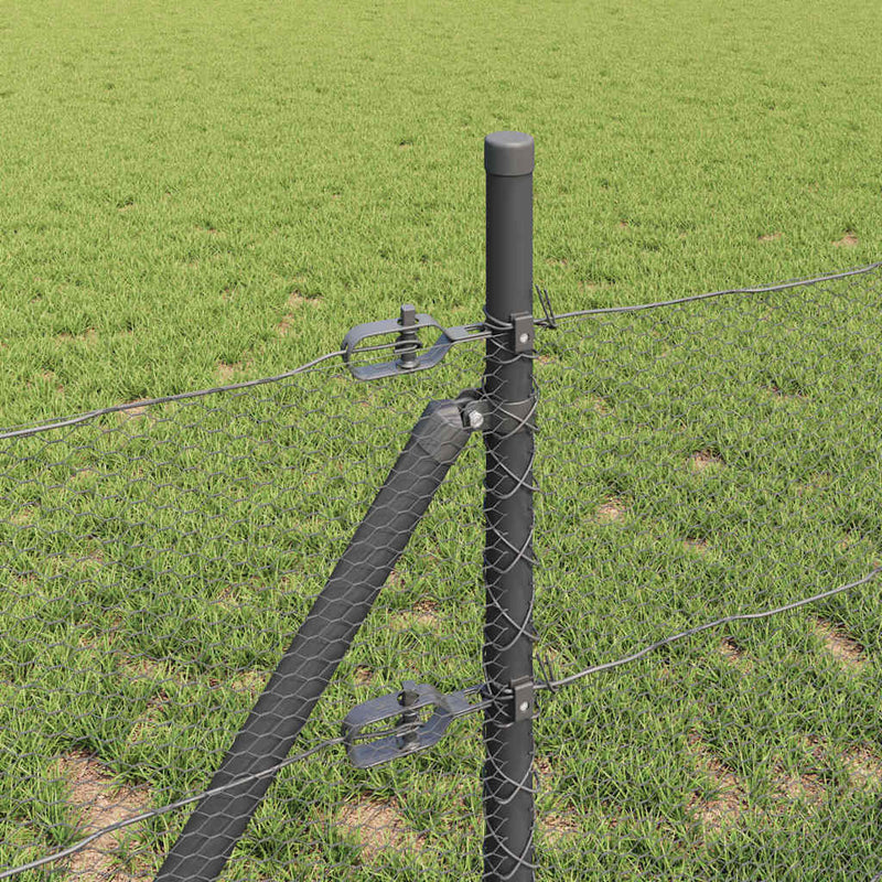 vidaXL Kerítés oszlopokkal Szürke 0,6 x 25 m PVC-bevonatos acél