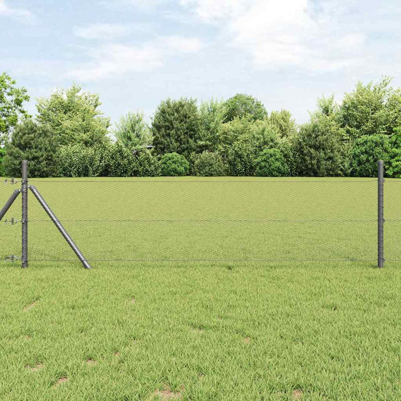 vidaXL Kerítés oszlopokkal Szürke 0,6 x 25 m PVC-bevonatos acél