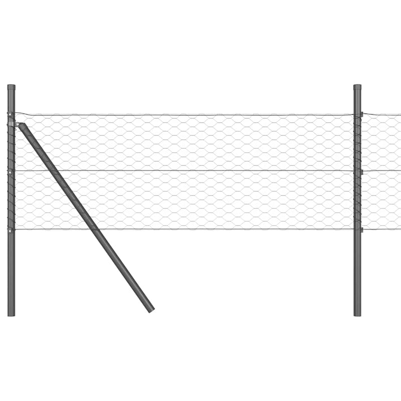 vidaXL Kerítés oszlopokkal Szürke 0,6 x 25 m PVC-bevonatos acél