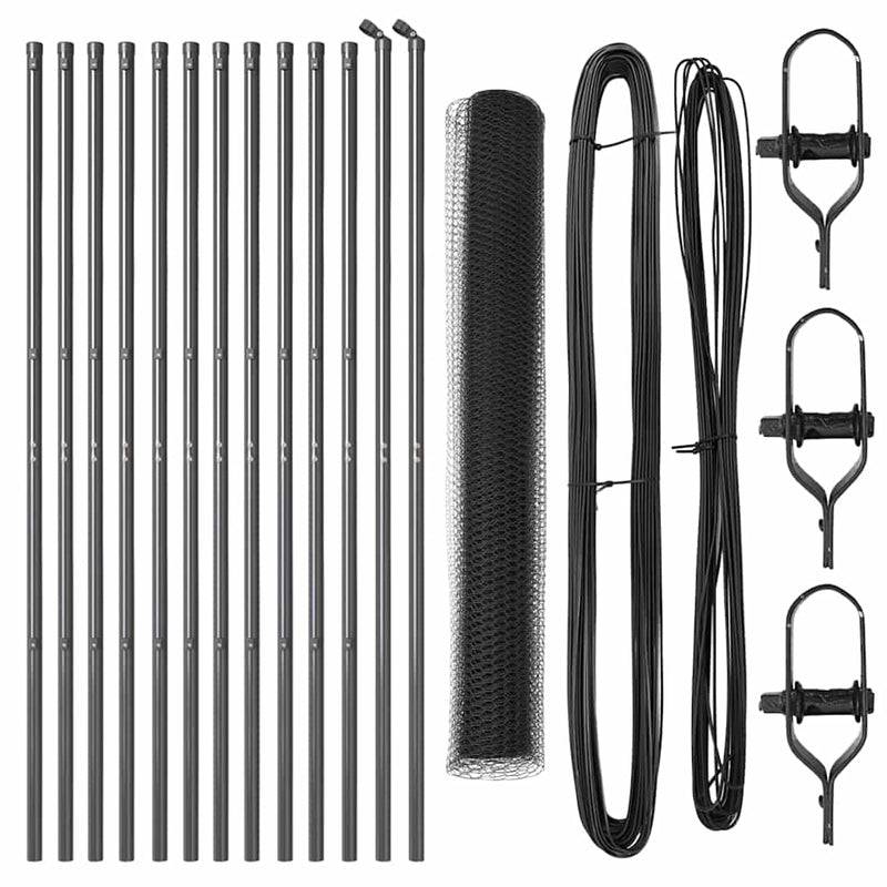 vidaXL Kerítés oszlopokkal Szürke 1 x 25 m PVC-bevonatos acél