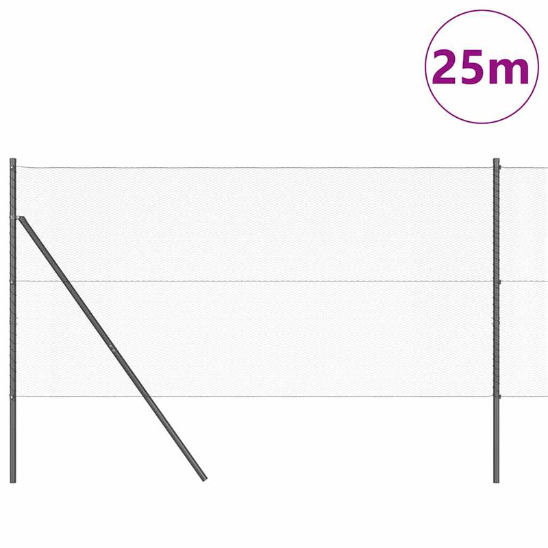 vidaXL Kerítés oszlopokkal Szürke 1 x 25 m PVC-bevonatos acél