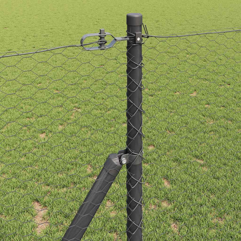 vidaXL Kerítés oszlopokkal Szürke 1 x 25 m PVC-bevonatos acél