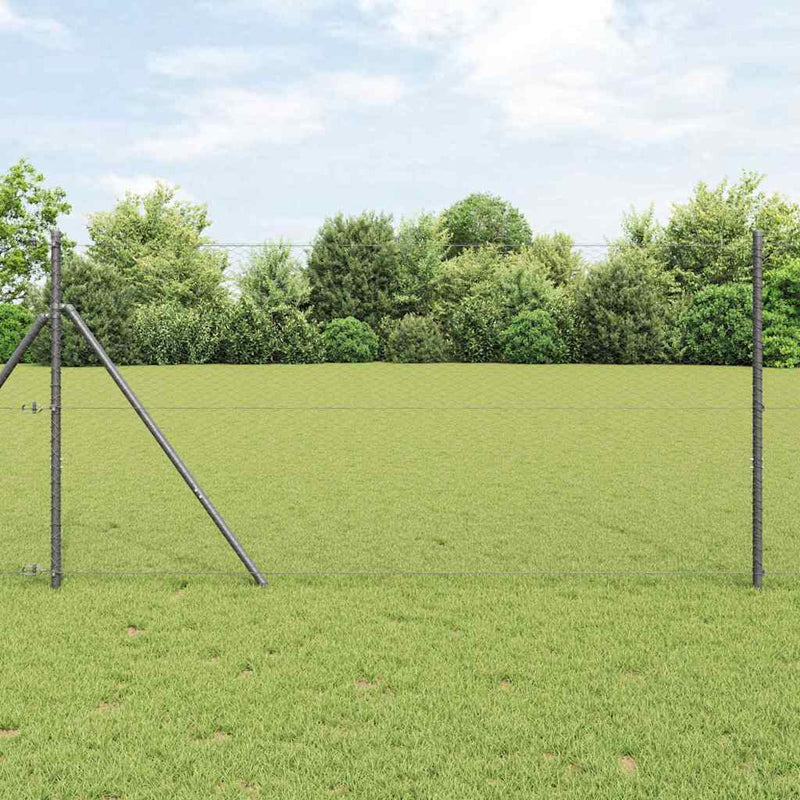 vidaXL Kerítés oszlopokkal Szürke 1 x 25 m PVC-bevonatos acél
