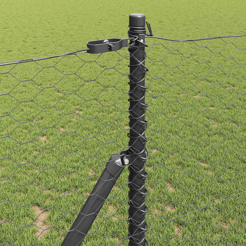 vidaXL Kerítés oszlopokkal Szürke 1 x 25 m PVC-bevonatos acél