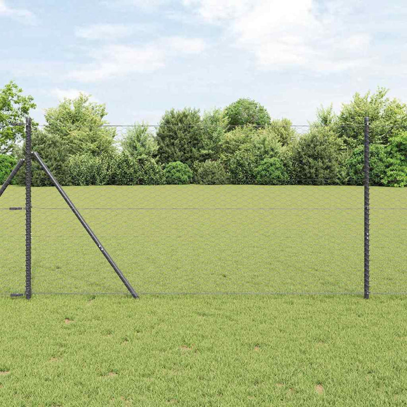 vidaXL Kerítés oszlopokkal Szürke 1.2 x 25 m PVC-bevonatos acél