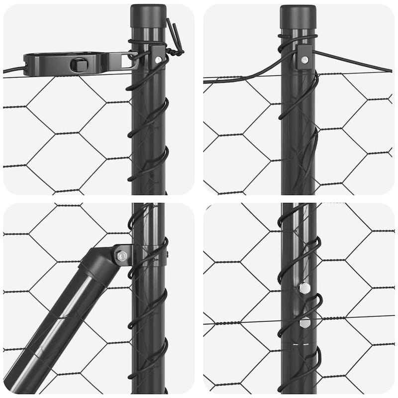 vidaXL Kerítés oszlopokkal Szürke 1.2 x 25 m PVC-bevonatos acél