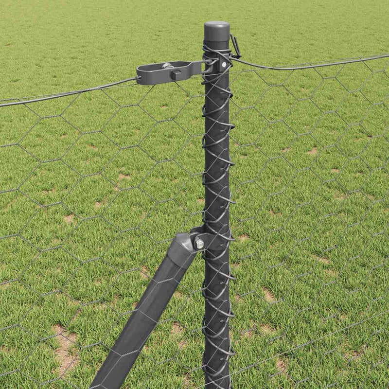 vidaXL Kerítés oszlopokkal Szürke 1.2 x 25 m PVC-bevonatos acél