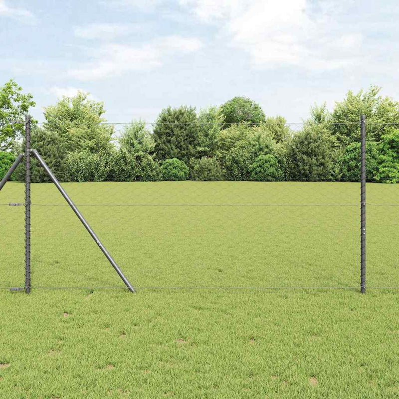 vidaXL Kerítés oszlopokkal Szürke 1.2 x 25 m PVC-bevonatos acél