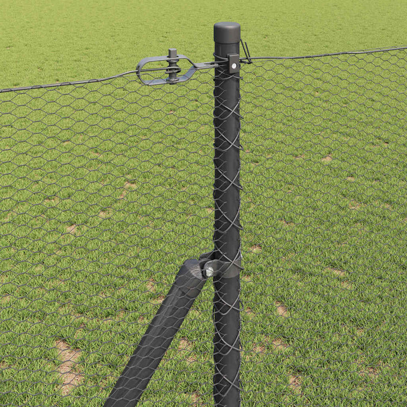 vidaXL Kerítés oszlopokkal Szürke 1.4 x 25 m PVC-bevonatos acél