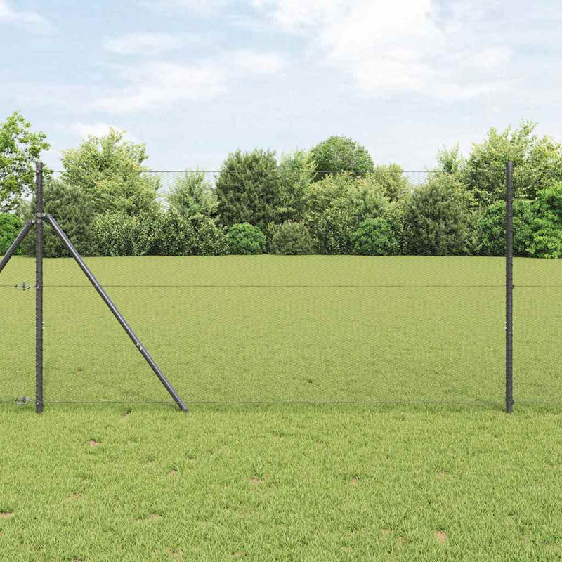 vidaXL Kerítés oszlopokkal Szürke 1.4 x 25 m PVC-bevonatos acél