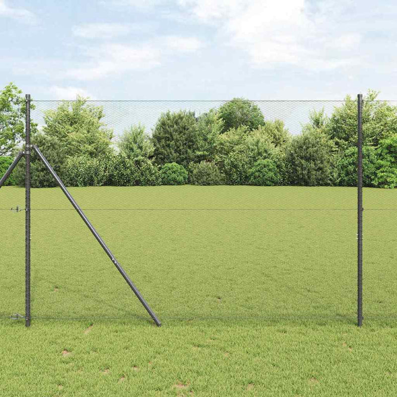 vidaXL Kerítés oszlopokkal Szürke 1.6 x 25 m PVC-bevonatos acél