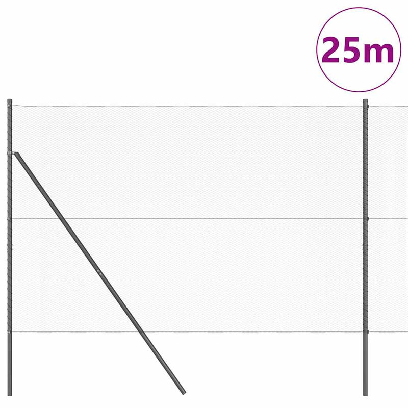 vidaXL Kerítés oszlopokkal Szürke 1.6 x 25 m PVC-bevonatos acél