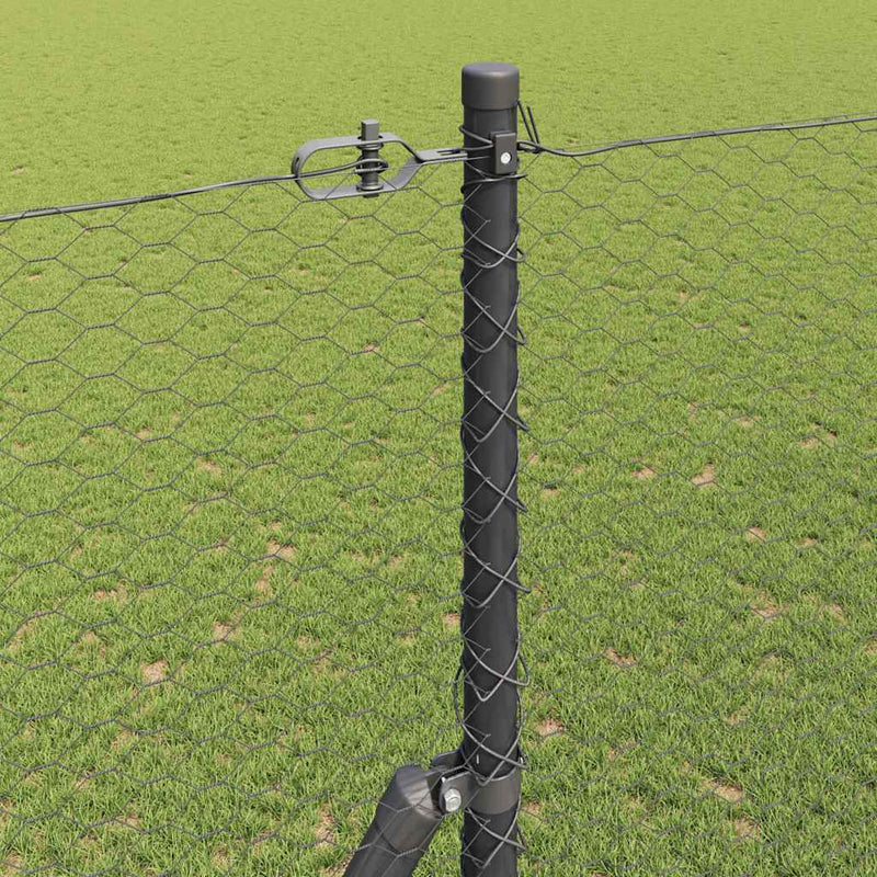 vidaXL Kerítés oszlopokkal Szürke 1.6 x 25 m PVC-bevonatos acél