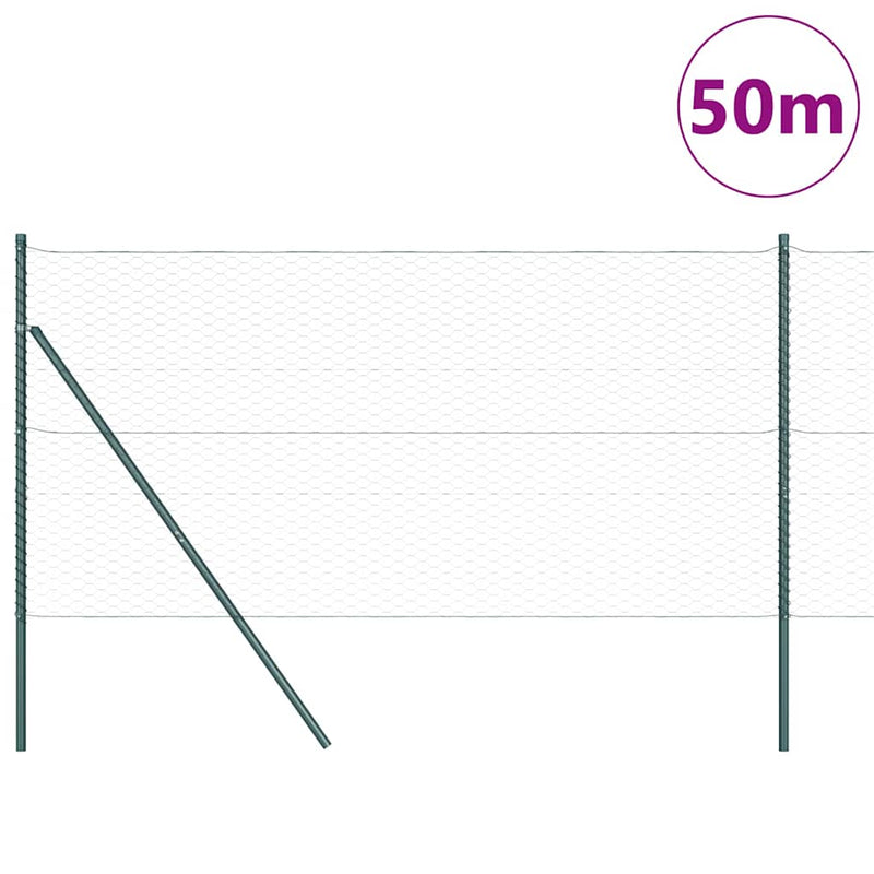 vidaXL Kerítés oszlopokkal Szürke 1 x 50 m PVC-bevonatos acél