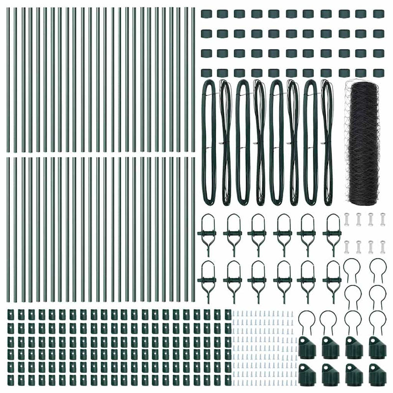 vidaXL Kerítés oszlopokkal Szürke 0.5 x 100 m PVC-bevonatos acél