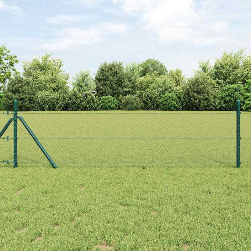 vidaXL Kerítés oszlopokkal Szürke 0.8 x 100 m PVC-bevonatos acél