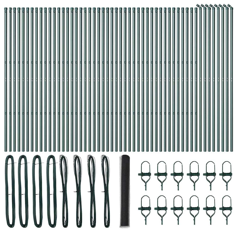 vidaXL Kerítés oszlopokkal Szürke 1 x 100 m PVC-bevonatos acél