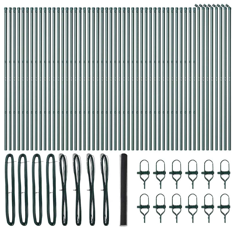 vidaXL Kerítés oszlopokkal Szürke 1.6 x 100 m PVC-bevonatos acél