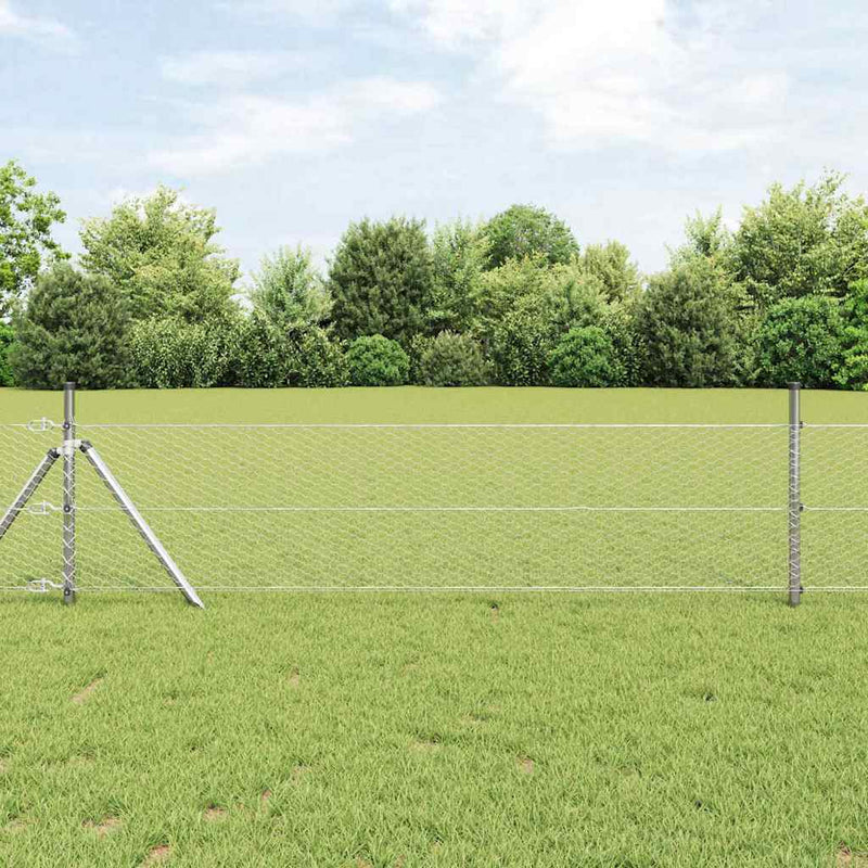vidaXL Kerítés oszlopokkal Ezüst 0,4 x 10 m PVC-bevonatos acél