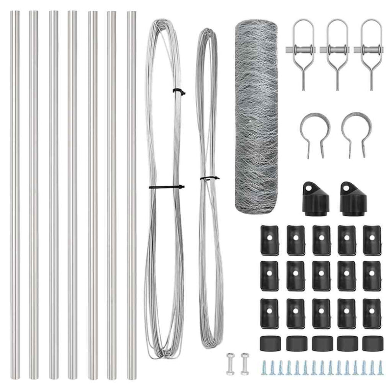 vidaXL Kerítés oszlopokkal Ezüst 0,4 x 10 m PVC-bevonatos acél