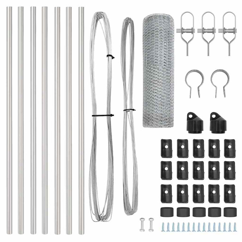 vidaXL Kerítés oszlopokkal Ezüst 0.5 x 10 m PVC-bevonatos acél