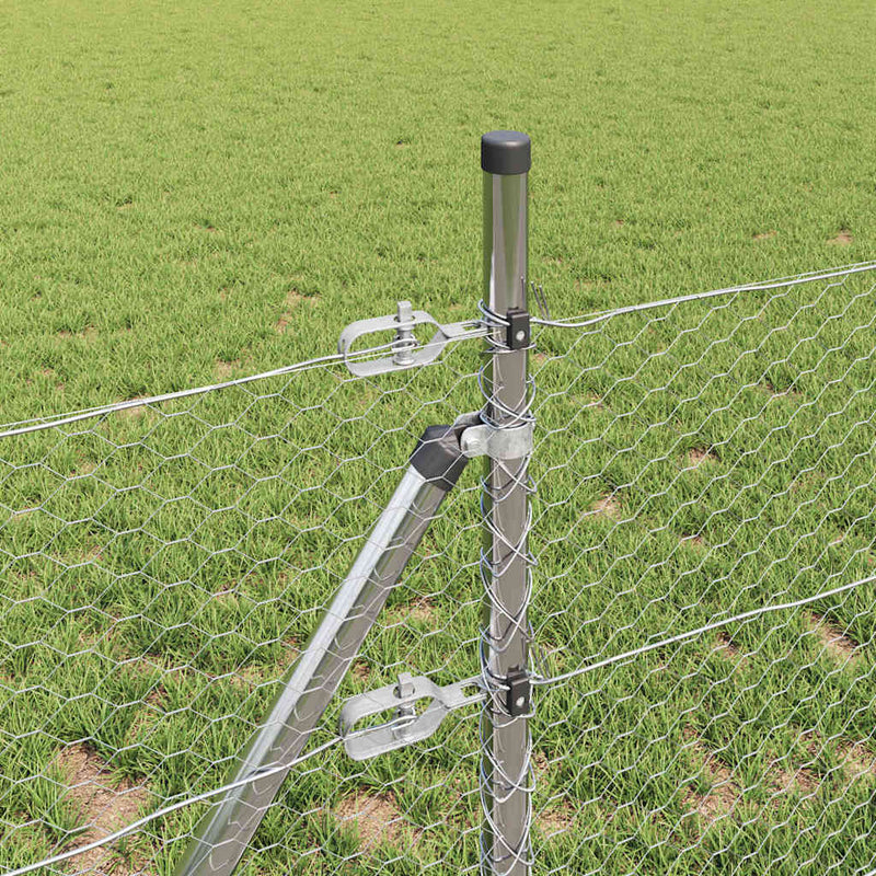 vidaXL Kerítés oszlopokkal Ezüst 0.5 x 10 m PVC-bevonatos acél