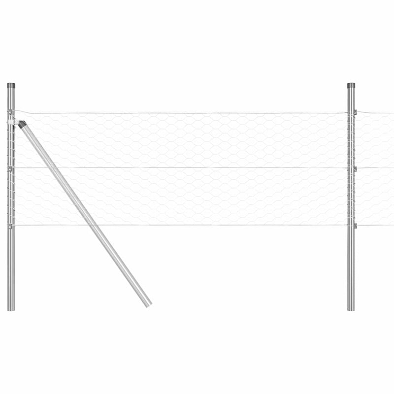 vidaXL Kerítés oszlopokkal Ezüst 0.5 x 10 m PVC-bevonatos acél