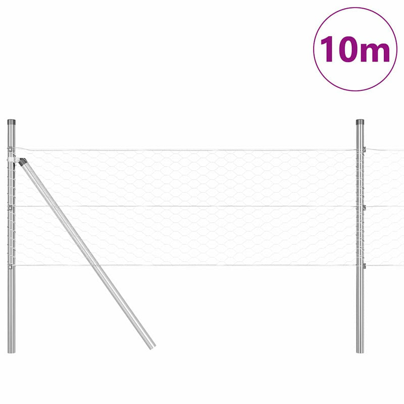 vidaXL Kerítés oszlopokkal Ezüst 0.5 x 10 m PVC-bevonatos acél