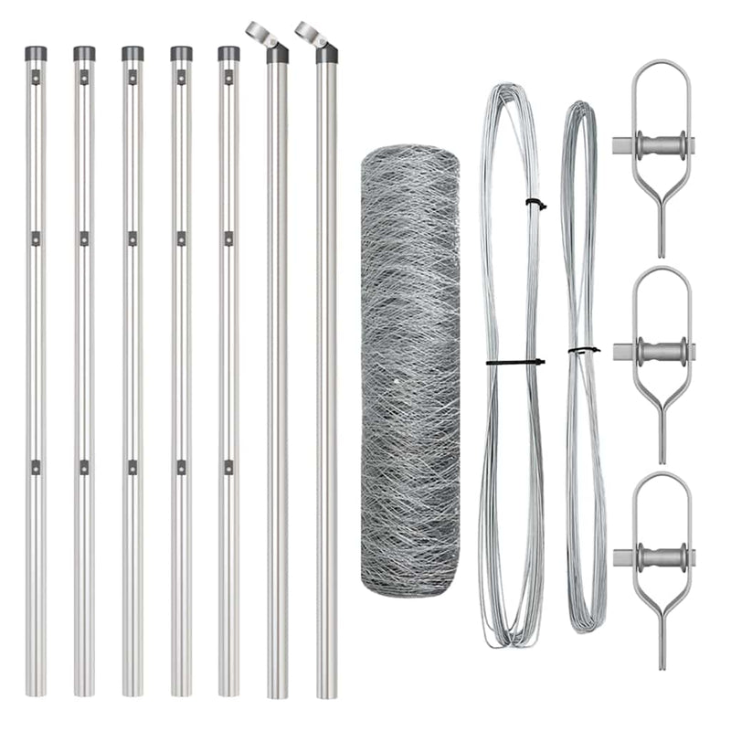 vidaXL Kerítés oszlopokkal Ezüst 0.5 x 10 m PVC-bevonatos acél