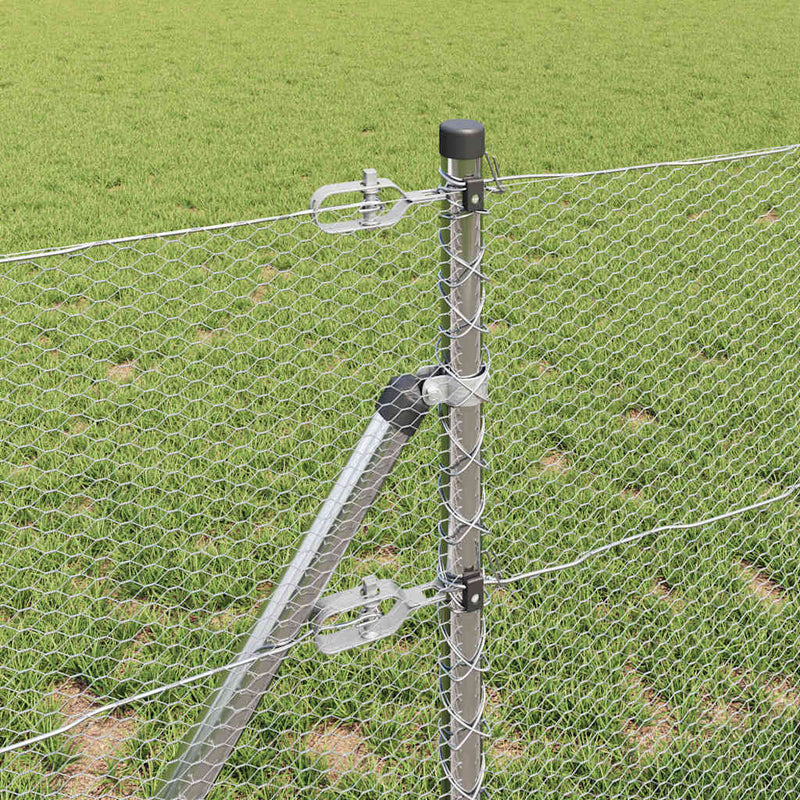 vidaXL Kerítés oszlopokkal Ezüst 0,6 x 10 m PVC-bevonatos acél