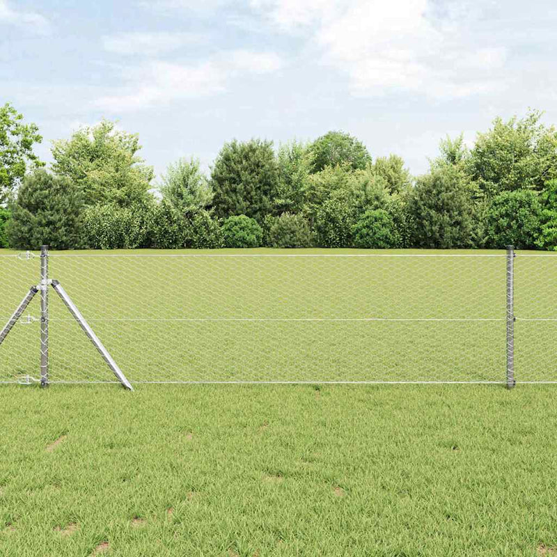 vidaXL Kerítés oszlopokkal Ezüst 0,6 x 10 m PVC-bevonatos acél
