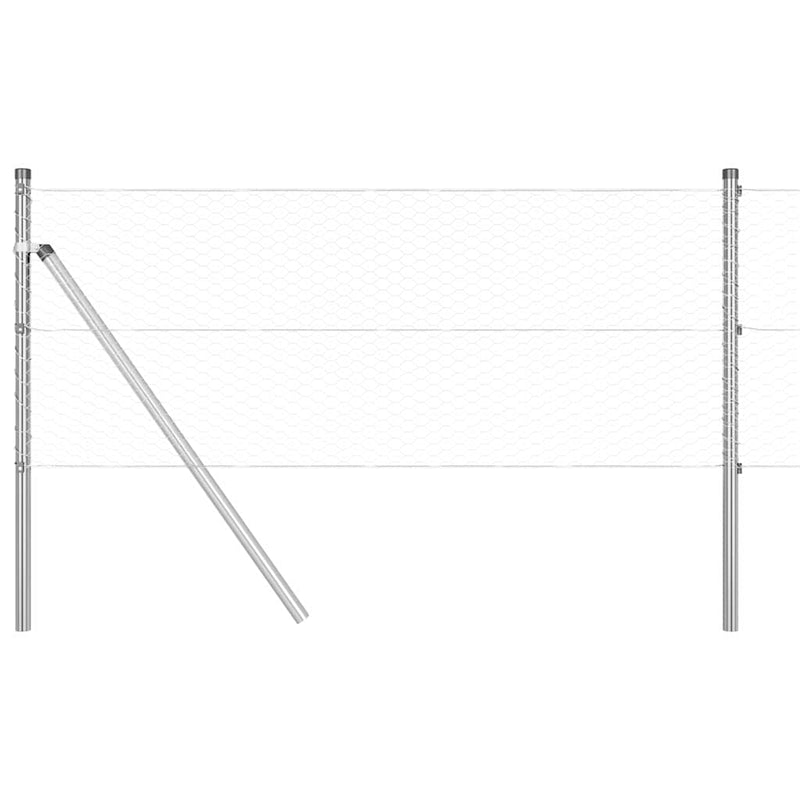 vidaXL Kerítés oszlopokkal Ezüst 0,6 x 10 m PVC-bevonatos acél