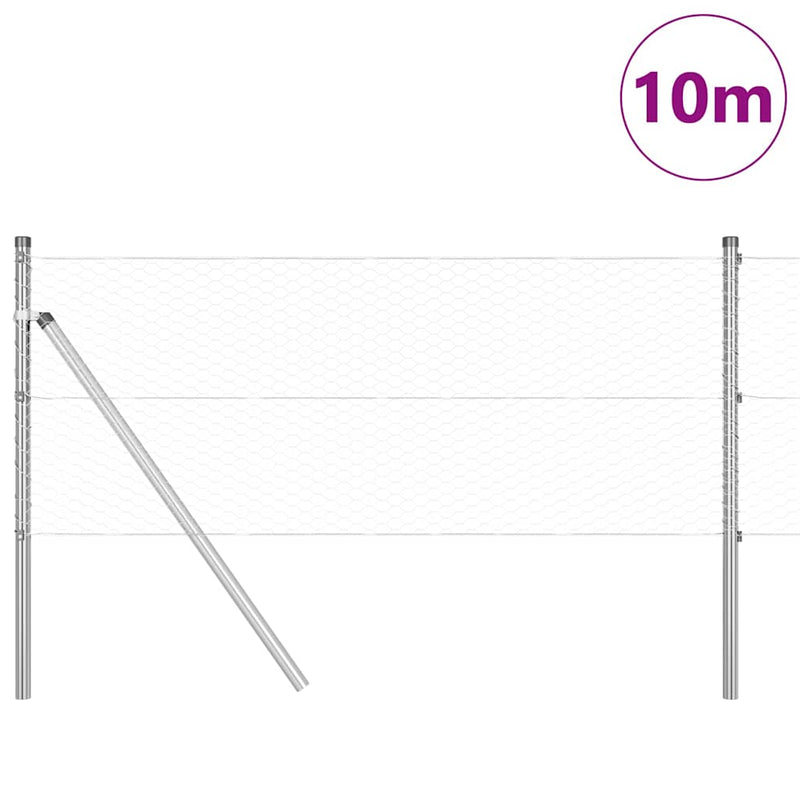 vidaXL Kerítés oszlopokkal Ezüst 0,6 x 10 m PVC-bevonatos acél