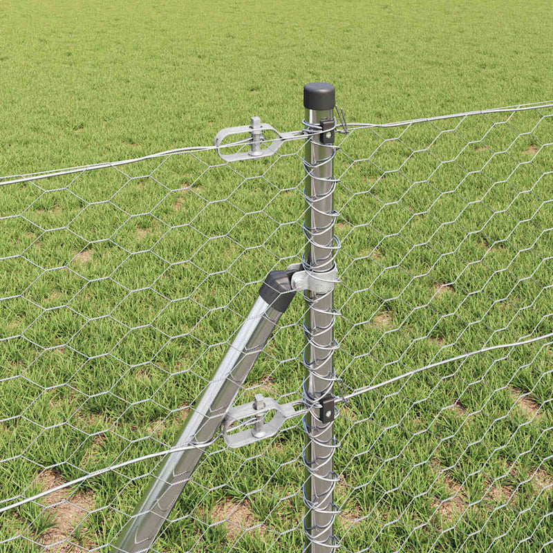 vidaXL Kerítés oszlopokkal Ezüst 0,6 x 10 m PVC-bevonatos acél