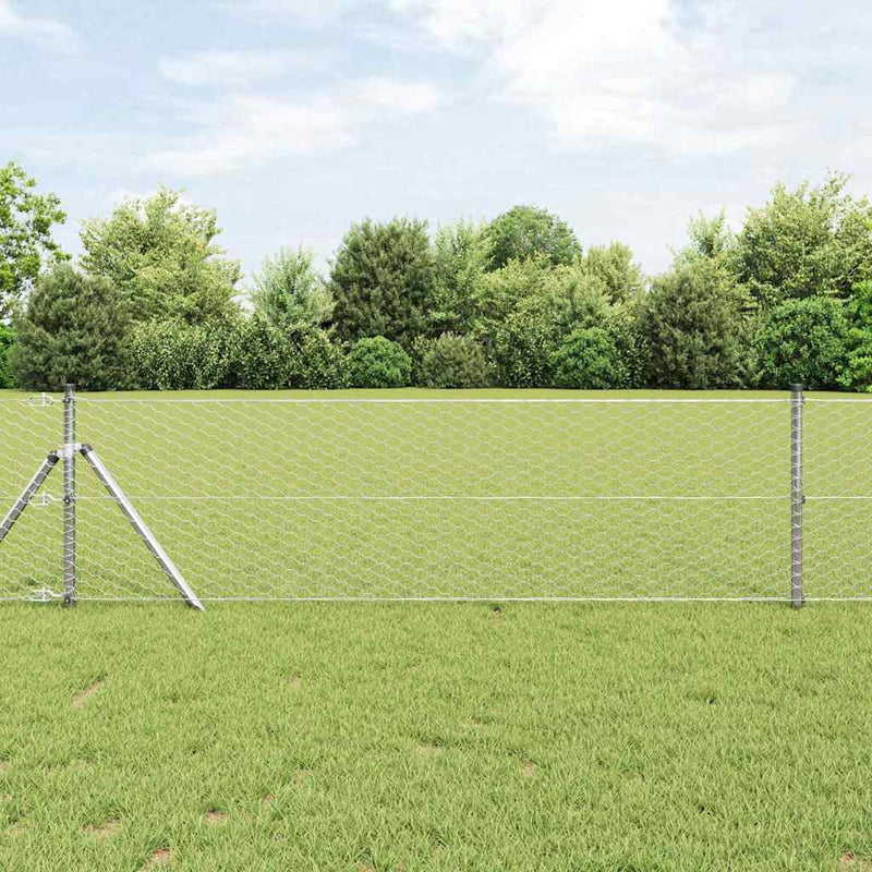 vidaXL Kerítés oszlopokkal Ezüst 0,6 x 10 m PVC-bevonatos acél