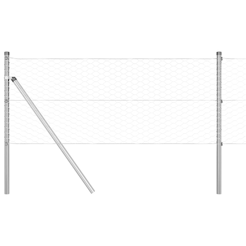 vidaXL Kerítés oszlopokkal Ezüst 0,6 x 10 m PVC-bevonatos acél