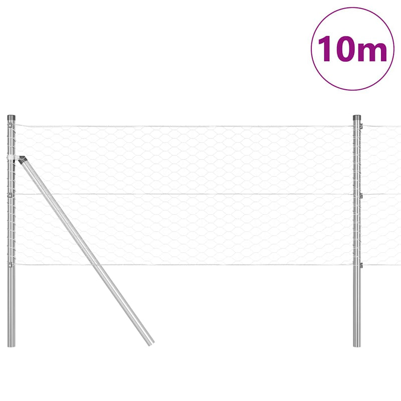 vidaXL Kerítés oszlopokkal Ezüst 0,6 x 10 m PVC-bevonatos acél