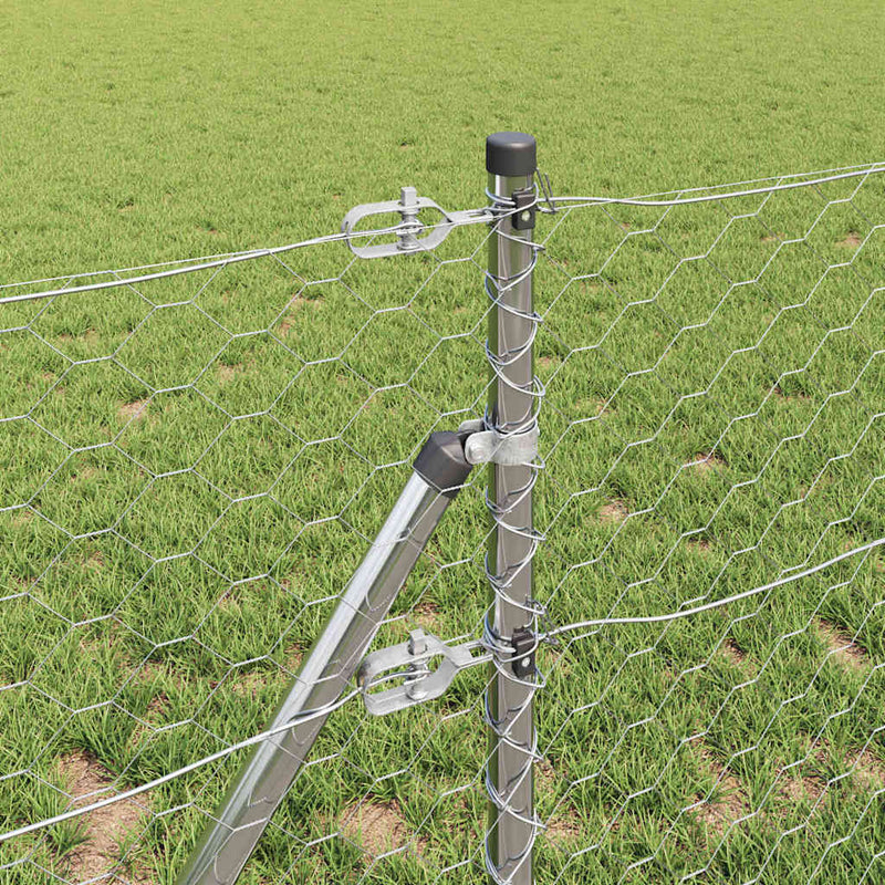 vidaXL Kerítés oszlopokkal Ezüst 0,6 x 10 m PVC-bevonatos acél