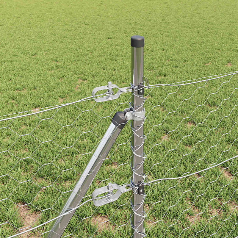 vidaXL Kerítés oszlopokkal Ezüst 0.8 x 10 m PVC-bevonatos acél