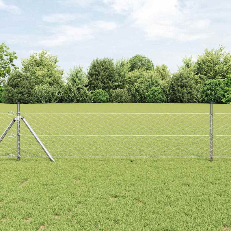 vidaXL Kerítés oszlopokkal Ezüst 0.8 x 10 m PVC-bevonatos acél