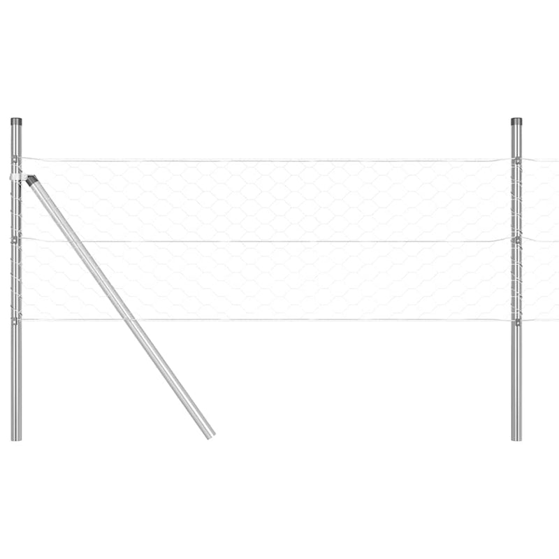vidaXL Kerítés oszlopokkal Ezüst 0.8 x 10 m PVC-bevonatos acél