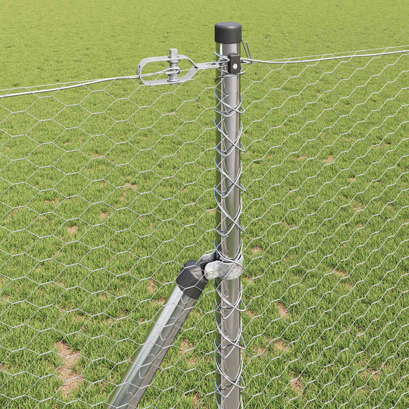vidaXL Kerítés oszlopokkal Ezüst 1 x 10 m PVC-bevonatos acél