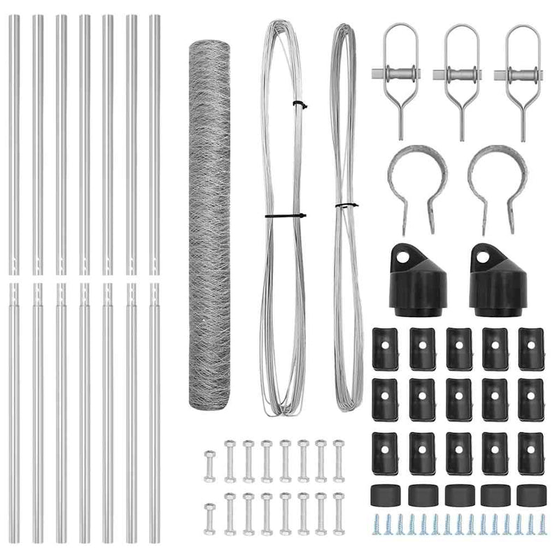 vidaXL Kerítés oszlopokkal Ezüst 1 x 10 m PVC-bevonatos acél