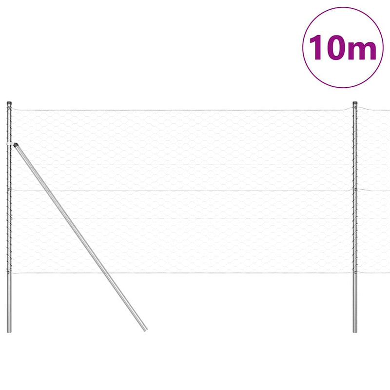 vidaXL Kerítés oszlopokkal Ezüst 1 x 10 m PVC-bevonatos acél
