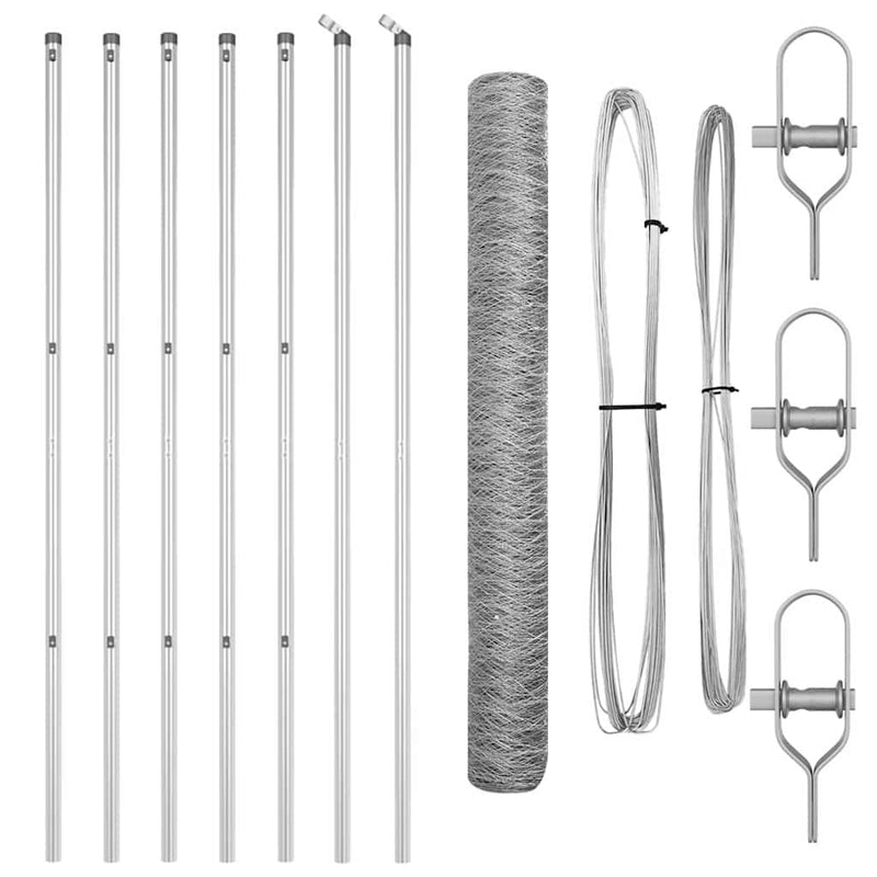 vidaXL Kerítés oszlopokkal Ezüst 1.2 x 10 m PVC-bevonatos acél