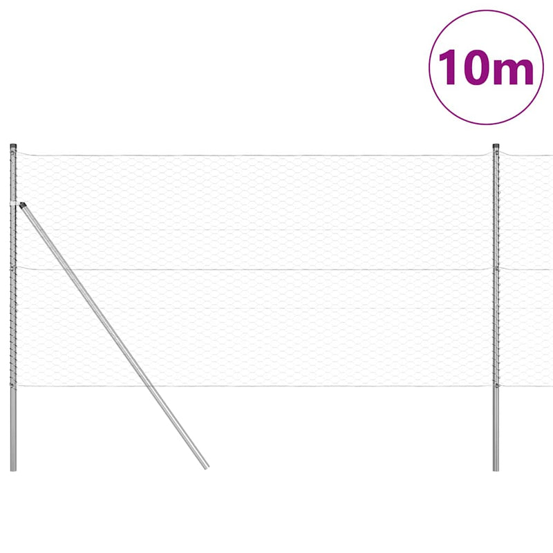 vidaXL Kerítés oszlopokkal Ezüst 1.4 x 10 m PVC-bevonatos acél