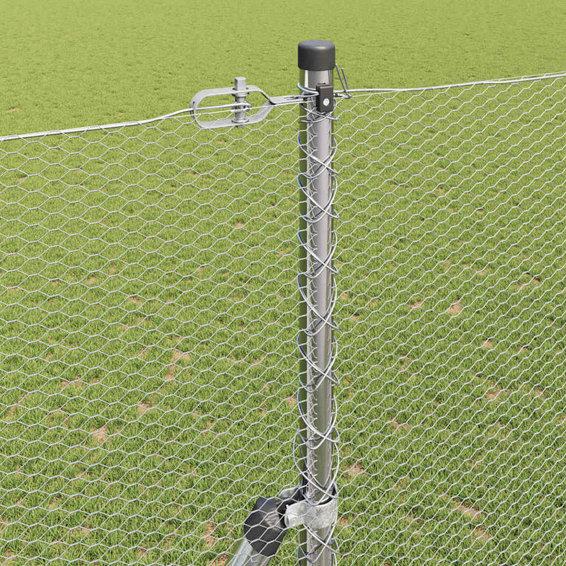 vidaXL Kerítés oszlopokkal Ezüst 1.5 x 10 m PVC-bevonatos acél