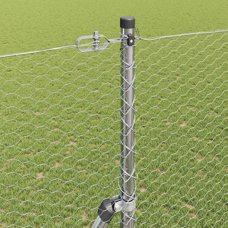 vidaXL Kerítés oszlopokkal Ezüst 1.5 x 10 m PVC-bevonatos acél