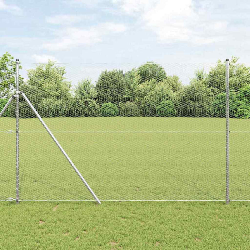 vidaXL Kerítés oszlopokkal Ezüst 1.5 x 10 m PVC-bevonatos acél
